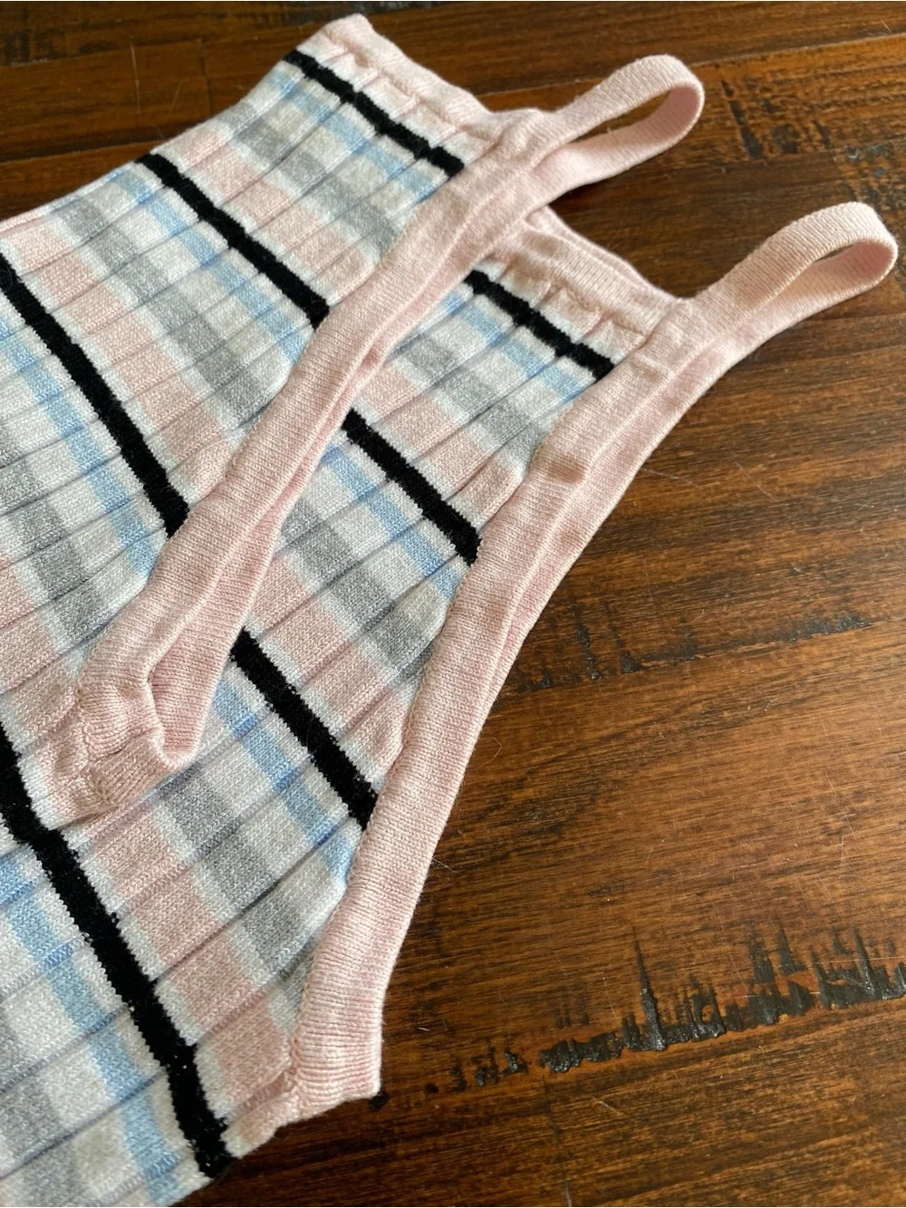 H&M Pink Striped Ribbed Halter Tank